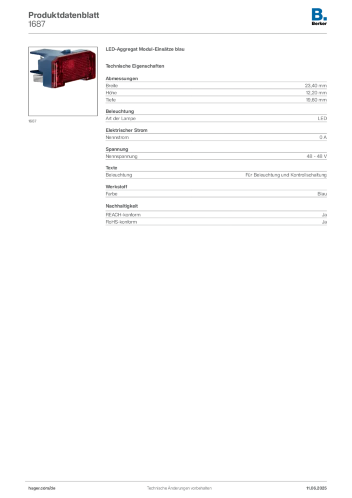 Bild Berker Produktdatenblatt 1687 | Hager Deutschland