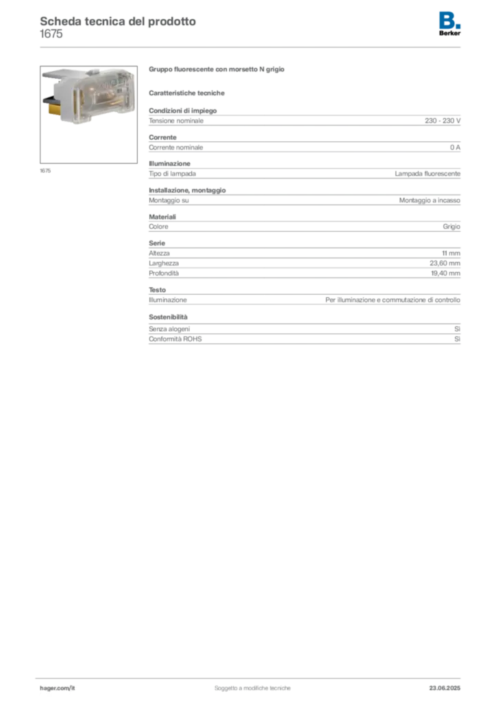 Immagine Berker Scheda tecnica del prodotto 1675 | Hager Italia