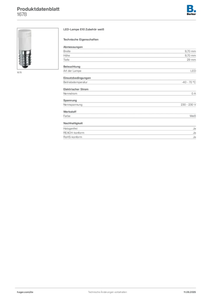 Bild Berker Produktdatenblatt 1678 | Hager Deutschland