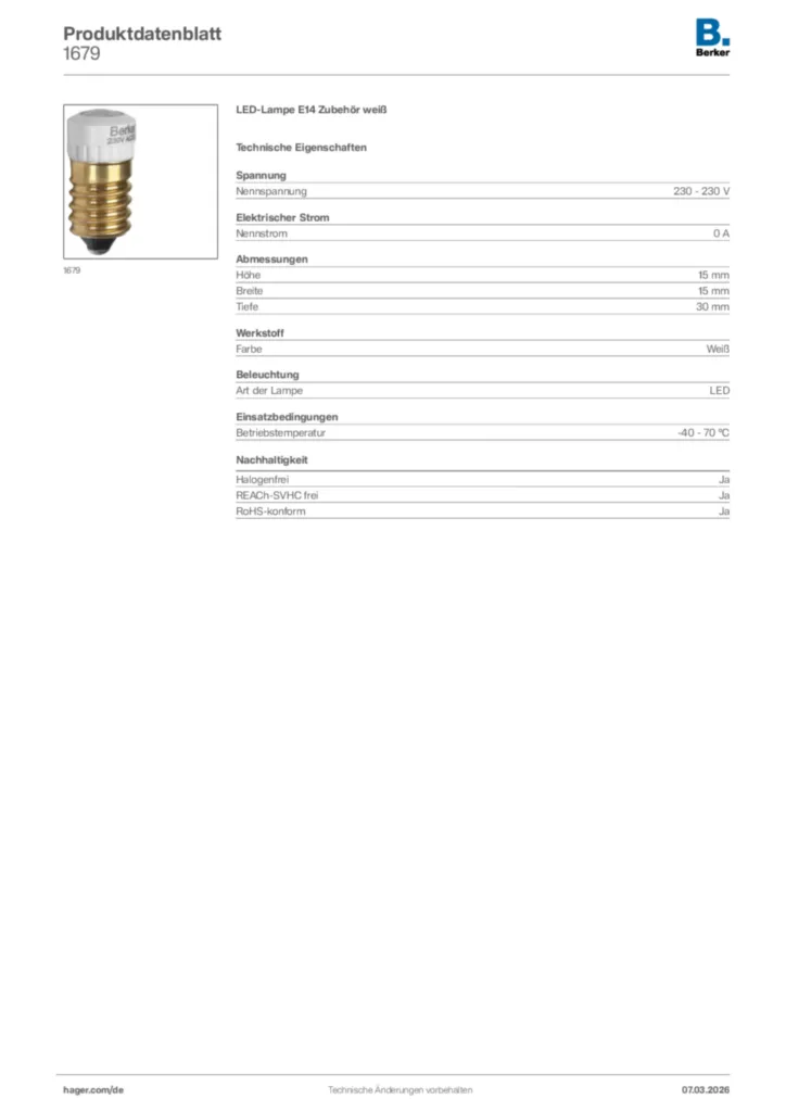 Bild Berker Produktdatenblatt 1679 | Hager Deutschland