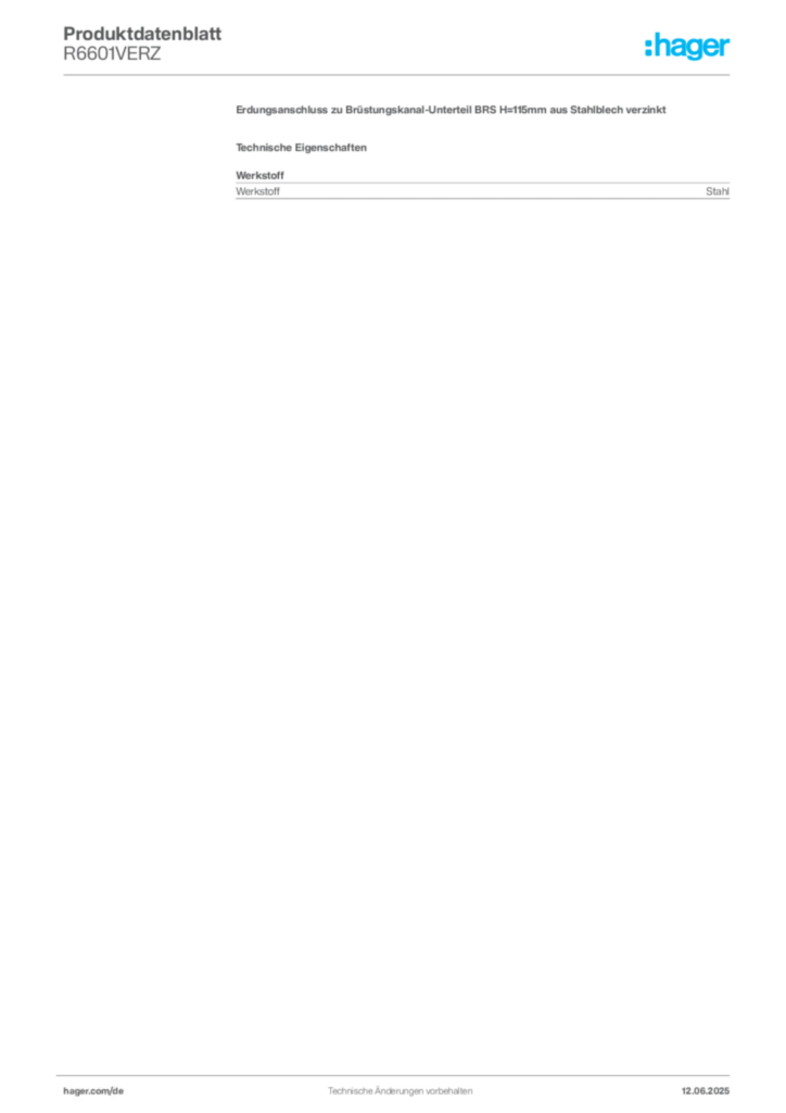 Bild Hager Produktdatenblatt R6601VERZ | Hager Deutschland
