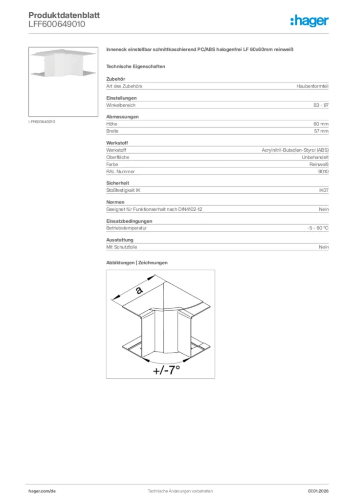 Bild Hager Produktdatenblatt LFF600649010 | Hager Deutschland