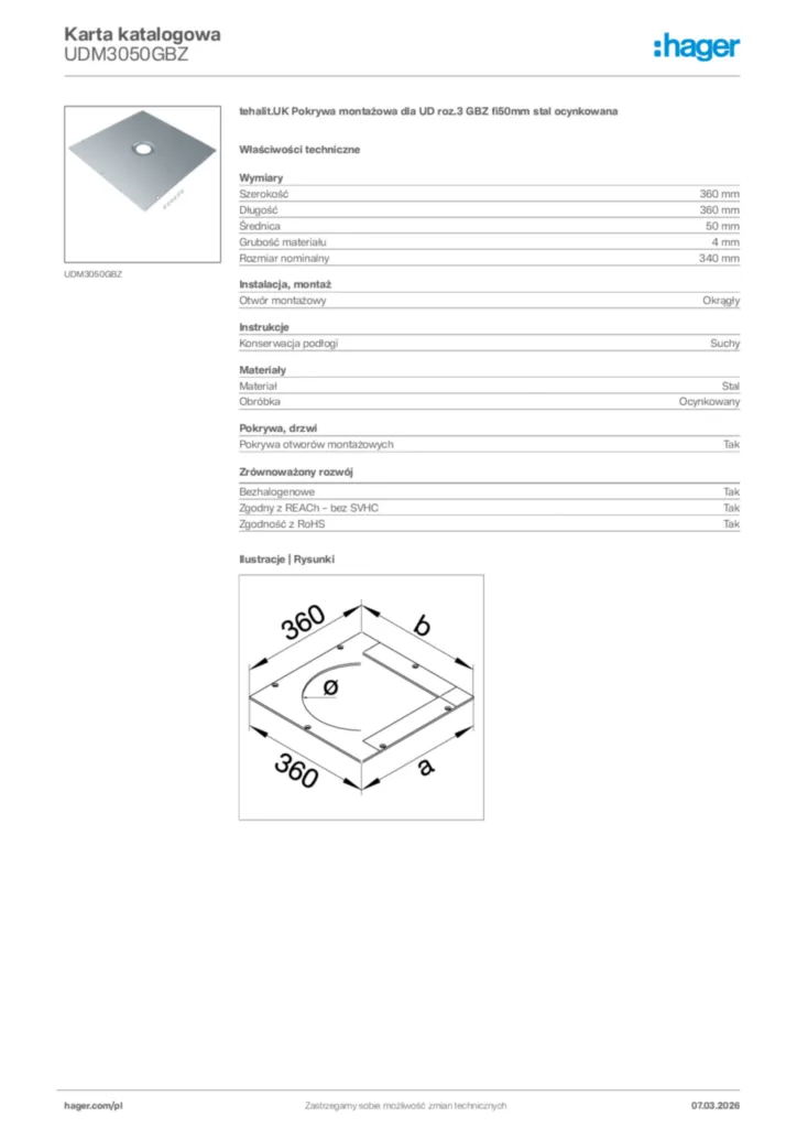 Zdjęcie Hager Karta katalogowa UDM3050GBZ | Hager Polska