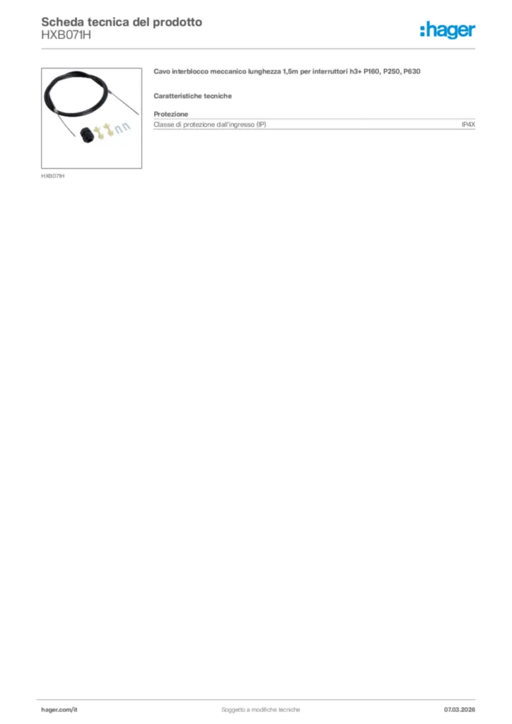 Immagine Hager Scheda tecnica del prodotto HXB071H | Hager Italia