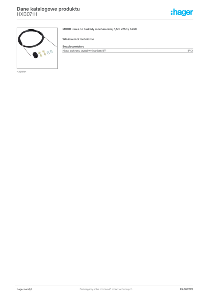 Zdjęcie Hager Karta katalogowa HXB071H | Hager Polska