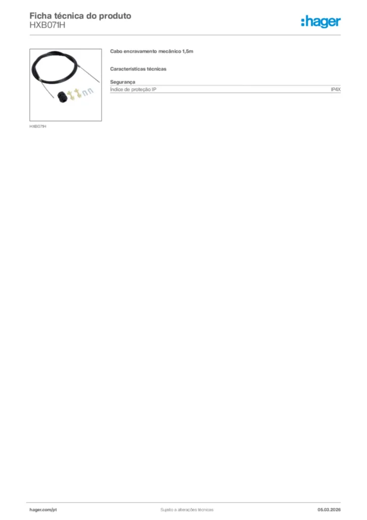 Imagem Hager Ficha técnica do produto HXB071H | Hager Portugal