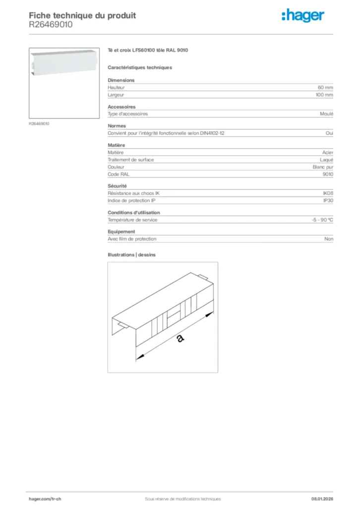 Image Hager Fiche technique du produit R26469010 | Hager Suisse