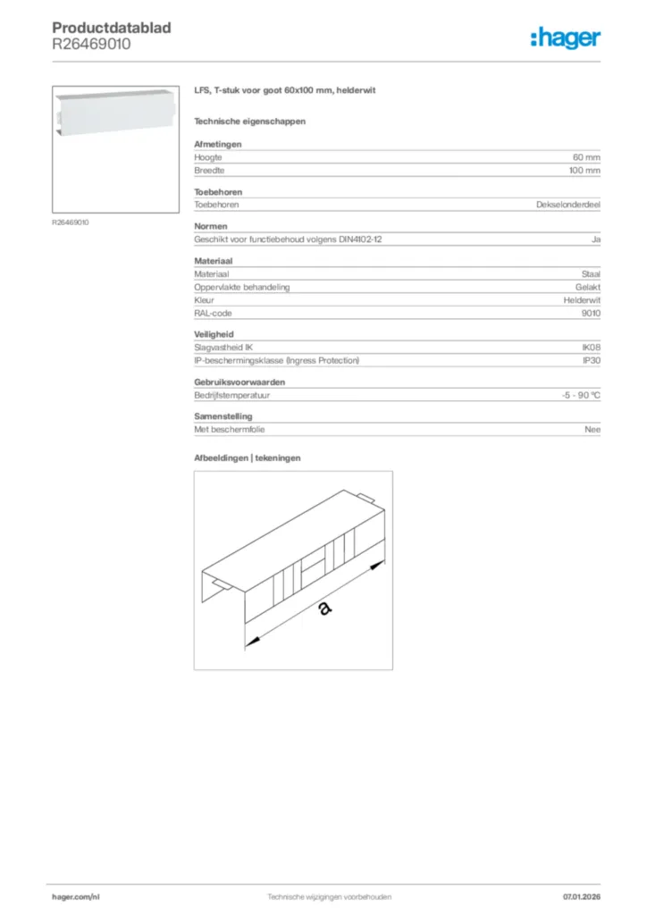 Afbeelding Hager Productdatablad R26469010 | Hager Nederland