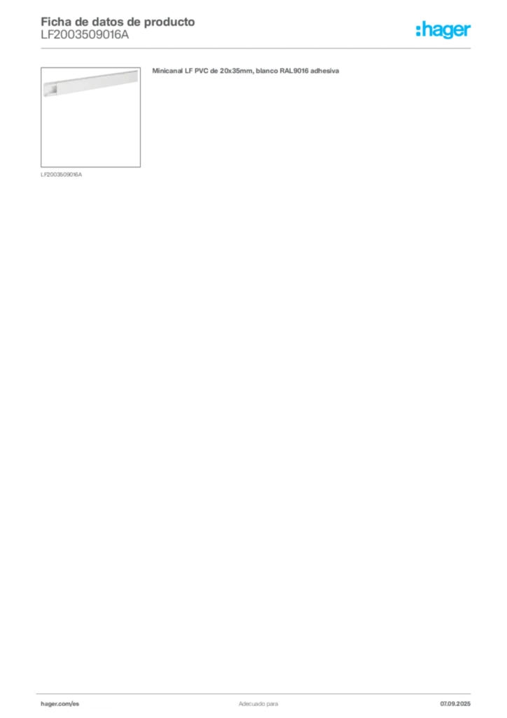 Imagen Hager Ficha de datos de producto LF2003509016A | Hager España