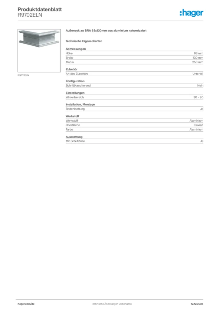 Bild Hager Produktdatenblatt R9702ELN | Hager Deutschland