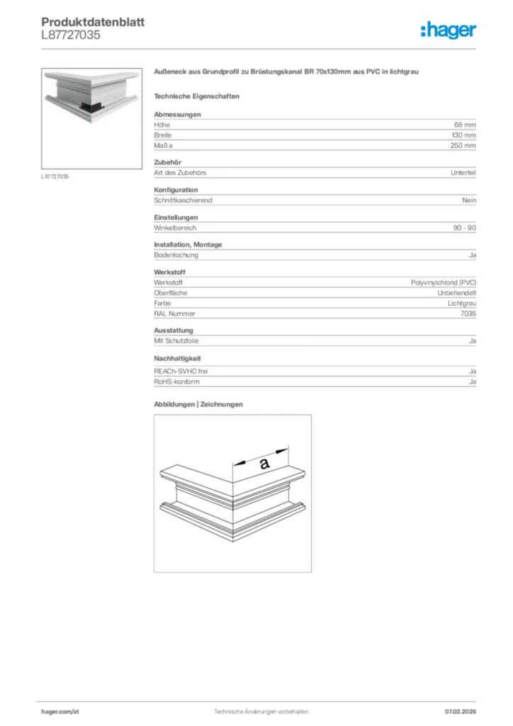 Bild Hager Produktdatenblatt L87727035 | Hager Deutschland