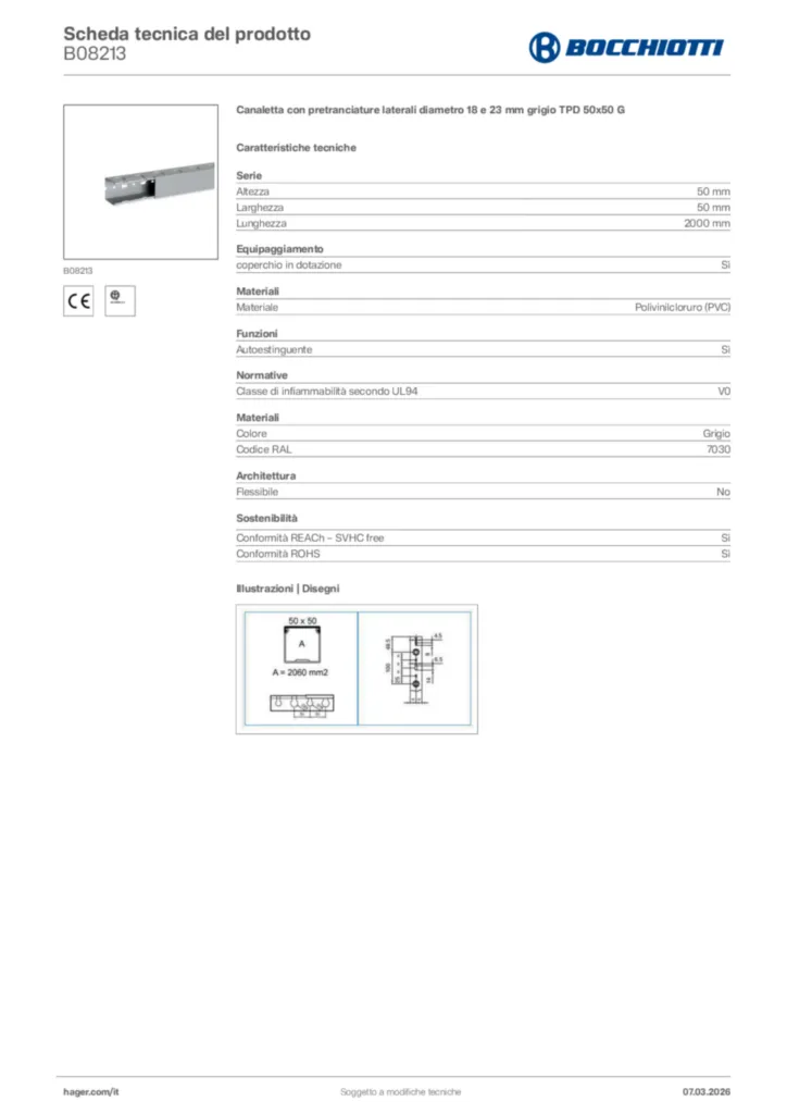 Immagine Bocchiotti Scheda tecnica del prodotto B08213 | Hager Italia