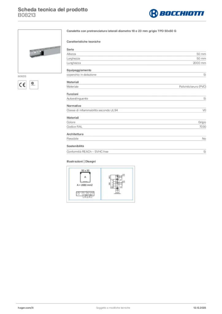 Immagine Bocchiotti Scheda tecnica del prodotto B08213 | Hager Italia