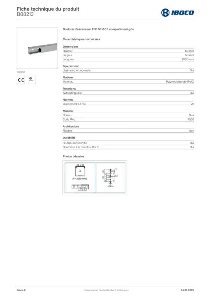 Image Iboco Fiche technique du produit B08213 | Hager France