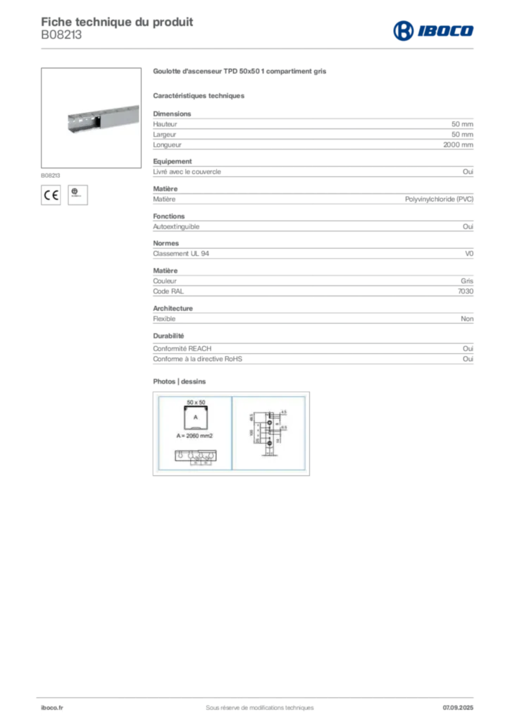 Image Iboco Fiche technique du produit B08213 | Hager France
