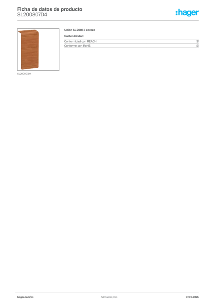 Imagen Hager Ficha de datos de producto SL200807D4 | Hager España