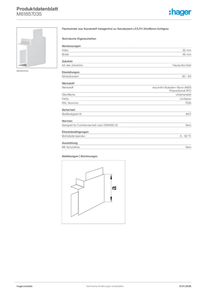 Bild Hager Produktdatenblatt M61857035 | Hager Deutschland