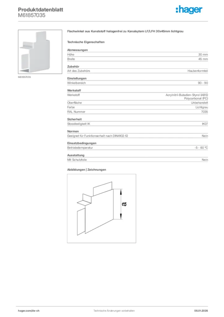Bild Hager Produktdatenblatt M61857035 | Hager Schweiz