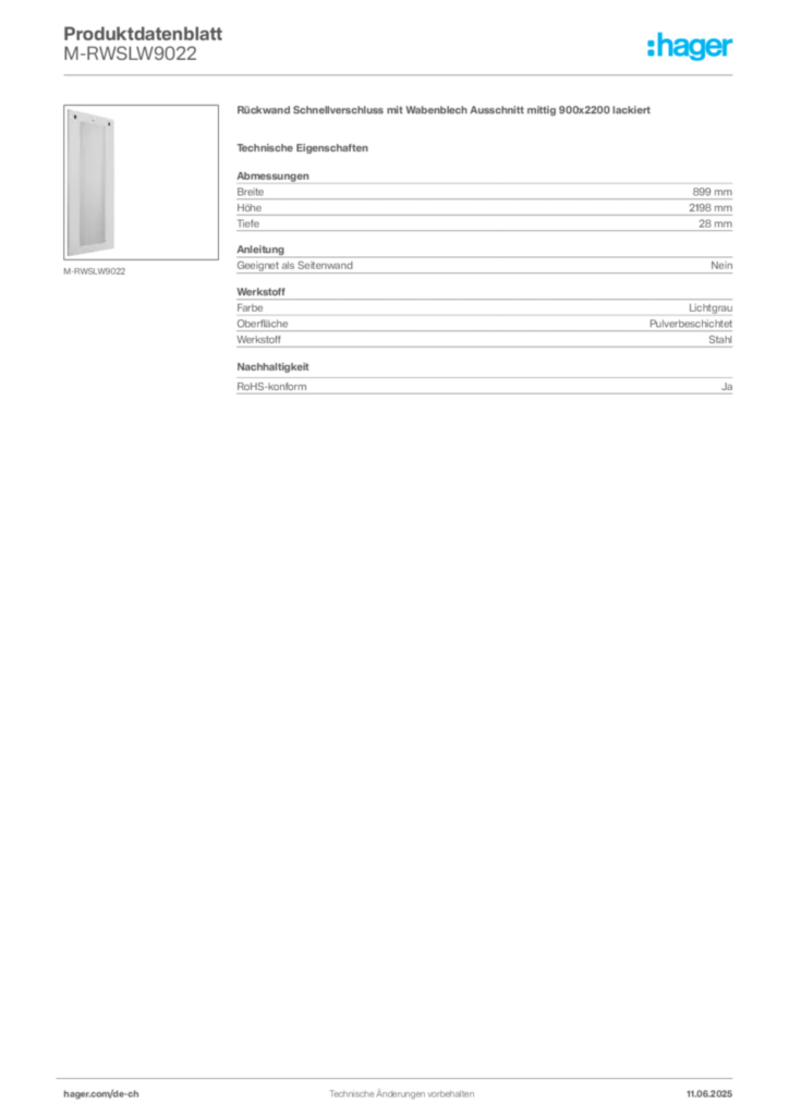 Bild Hager Produktdatenblatt M-RWSLW9022 | Hager Schweiz