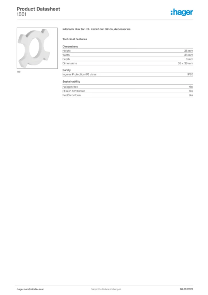 Image Hager Product data sheet 1861  | Hager