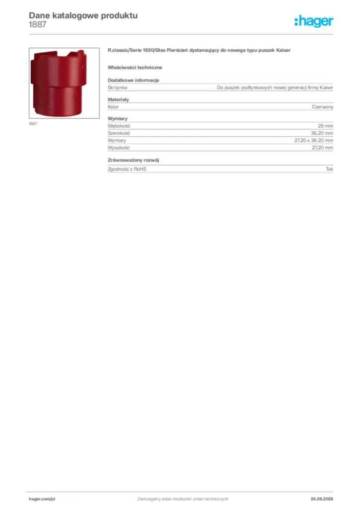 Zdjęcie Hager Karta katalogowa 1887 | Hager Polska