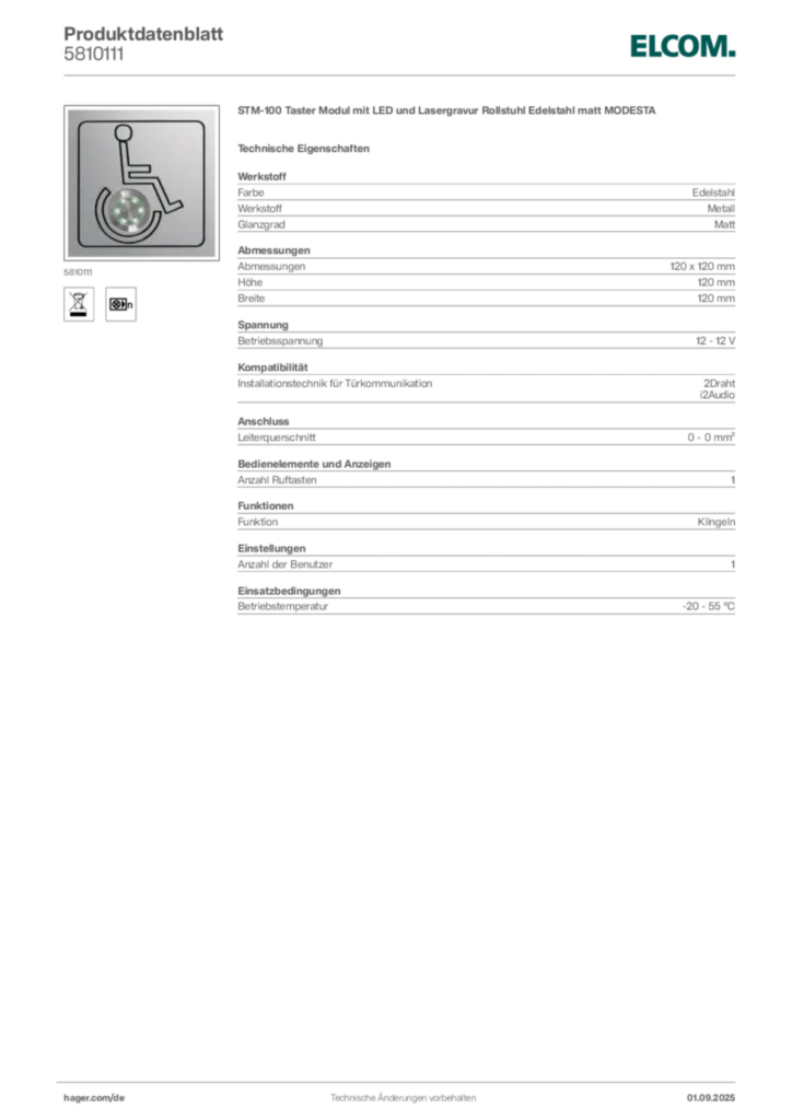 Bild Elcom Produktdatenblatt 5810111 | Hager Deutschland