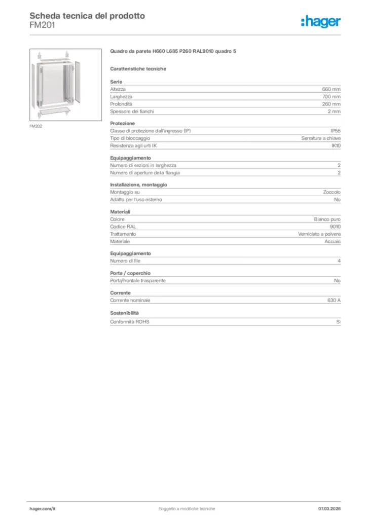 Immagine Hager Scheda tecnica del prodotto FM201 | Hager Italia