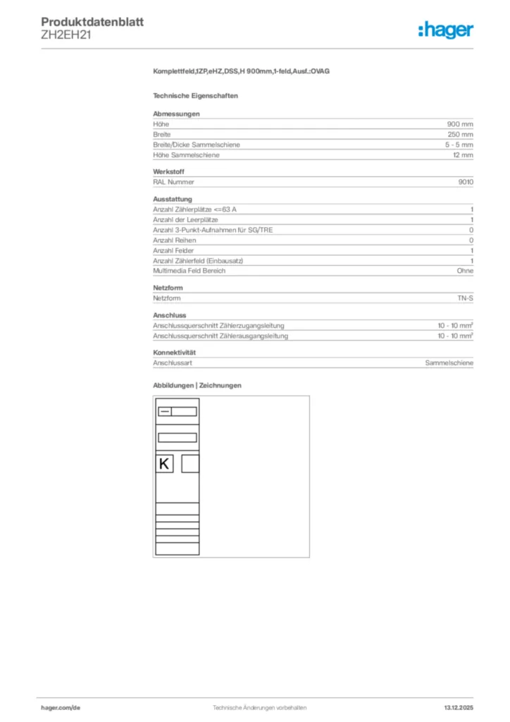 Bild Hager Produktdatenblatt ZH2EH21 | Hager Deutschland