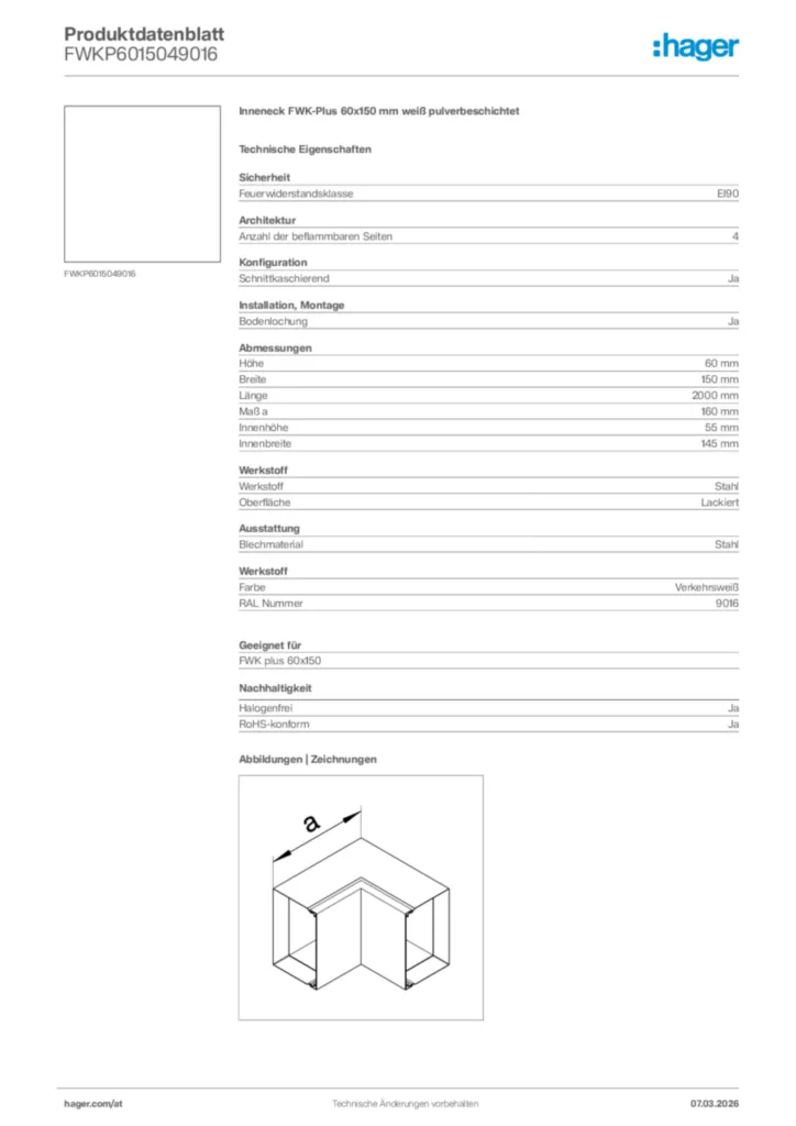 Bild Hager Produktdatenblatt FWKP6015049016 | Hager Deutschland