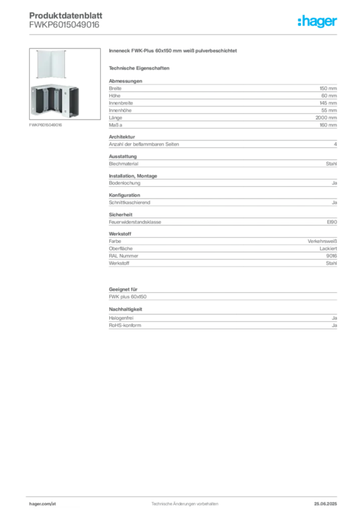 Bild Hager Produktdatenblatt FWKP6015049016 | Hager Deutschland