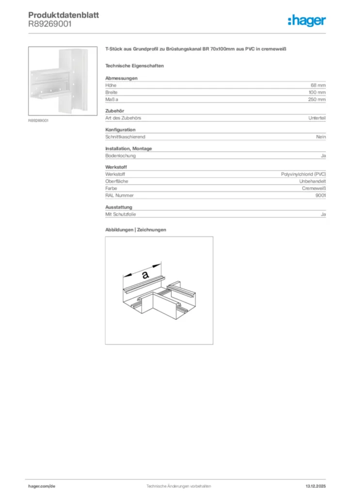 Bild Hager Produktdatenblatt R89269001 | Hager Deutschland