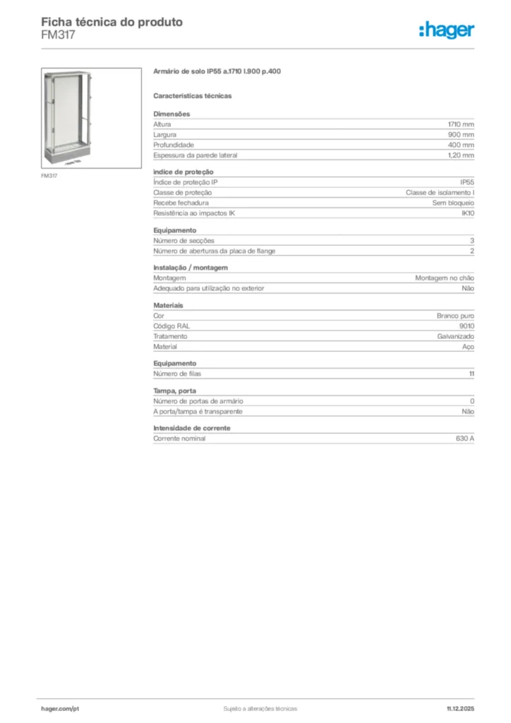 Imagem Hager Ficha técnica do produto FM317 | Hager Portugal