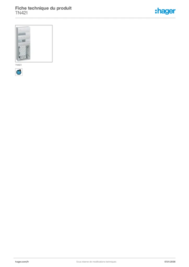 Image Hager Fiche technique du produit TN421 | Hager France