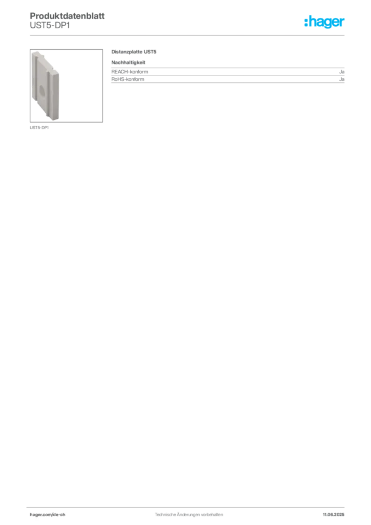 Bild Hager Produktdatenblatt UST5-DP1 | Hager Schweiz