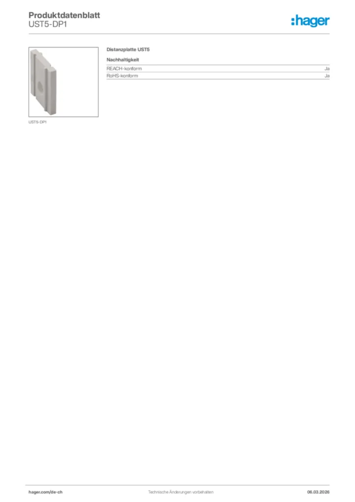 Bild Hager Produktdatenblatt UST5-DP1 | Hager Schweiz