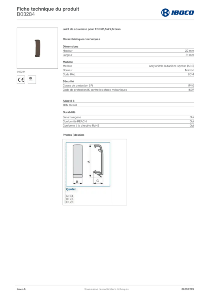 Image Iboco Fiche technique du produit B03284 | Hager France