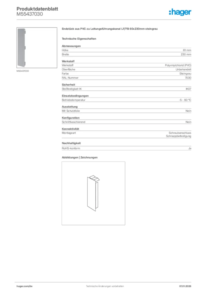 Bild Hager Produktdatenblatt M55437030 | Hager Deutschland