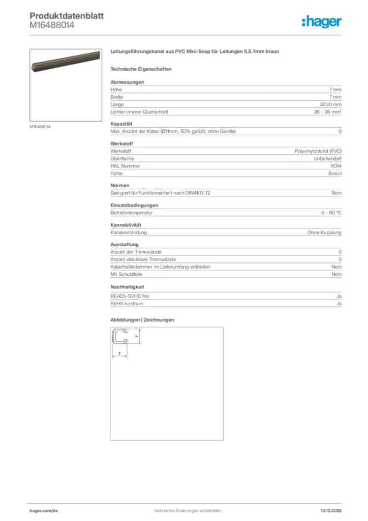 Bild Hager Produktdatenblatt M16488014 | Hager Deutschland