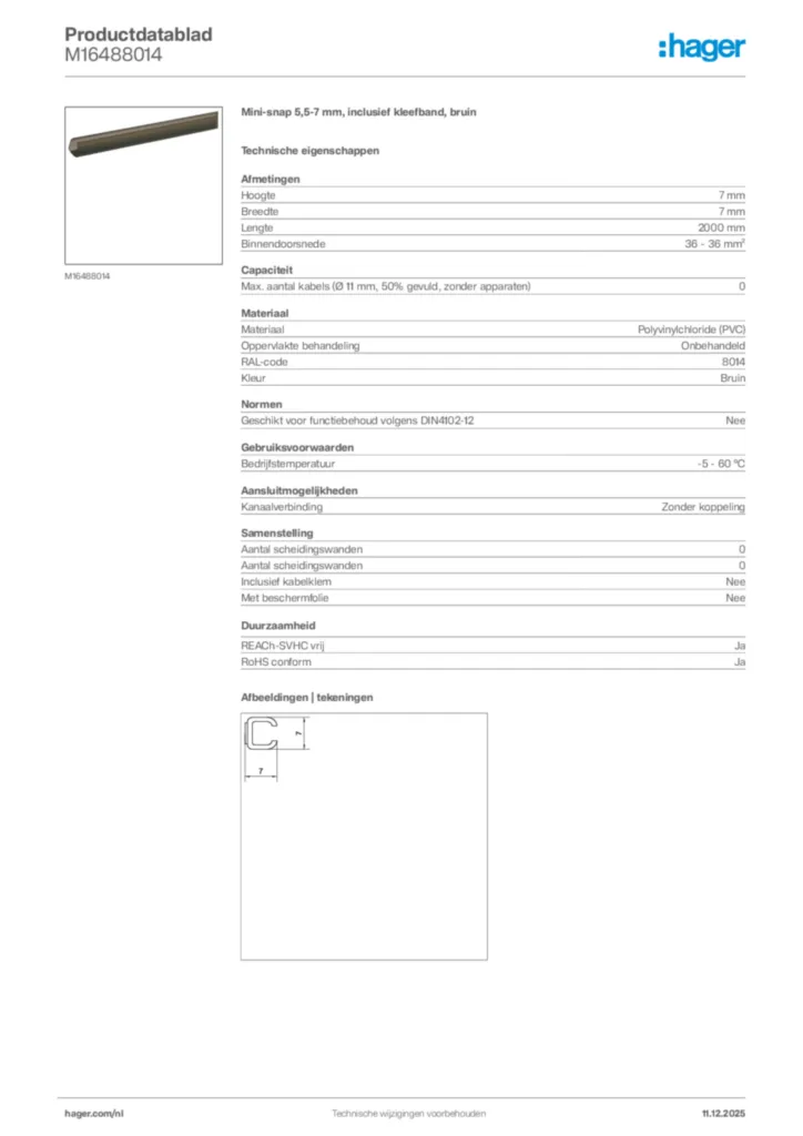 Afbeelding Hager Productdatablad M16488014 | Hager Nederland