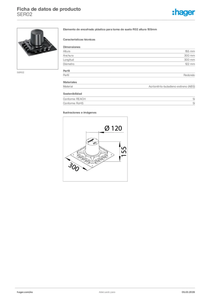 Imagen Hager Ficha de datos de producto SER02 | Hager España