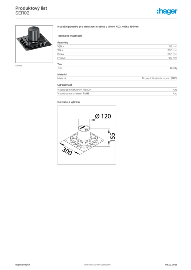 Obrázek Hager Product data sheet SER02 | Hager