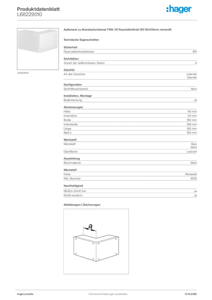Bild Hager Produktdatenblatt L68229010 | Hager Deutschland
