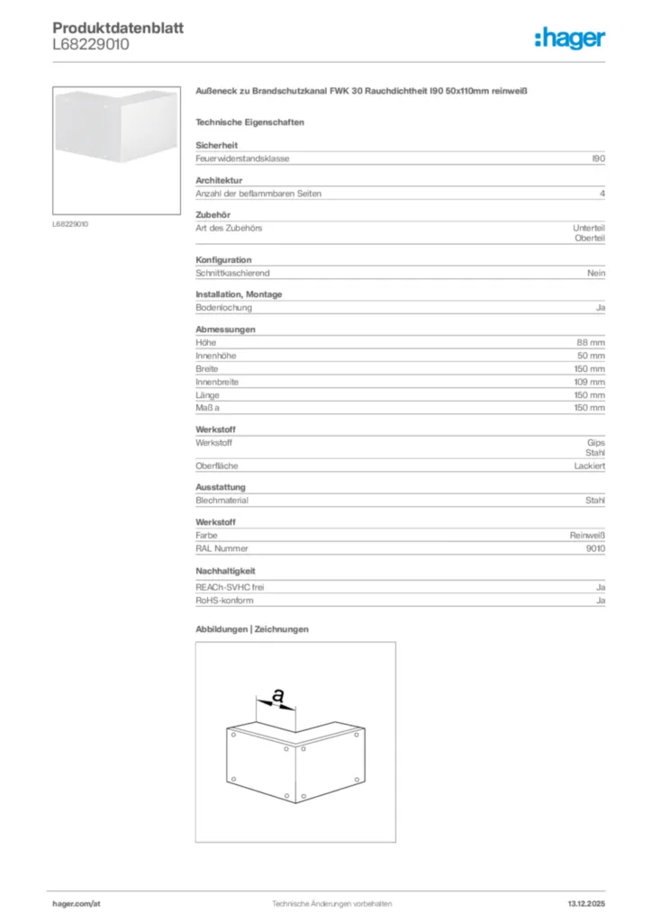Bild Hager Produktdatenblatt L68229010 | Hager Deutschland