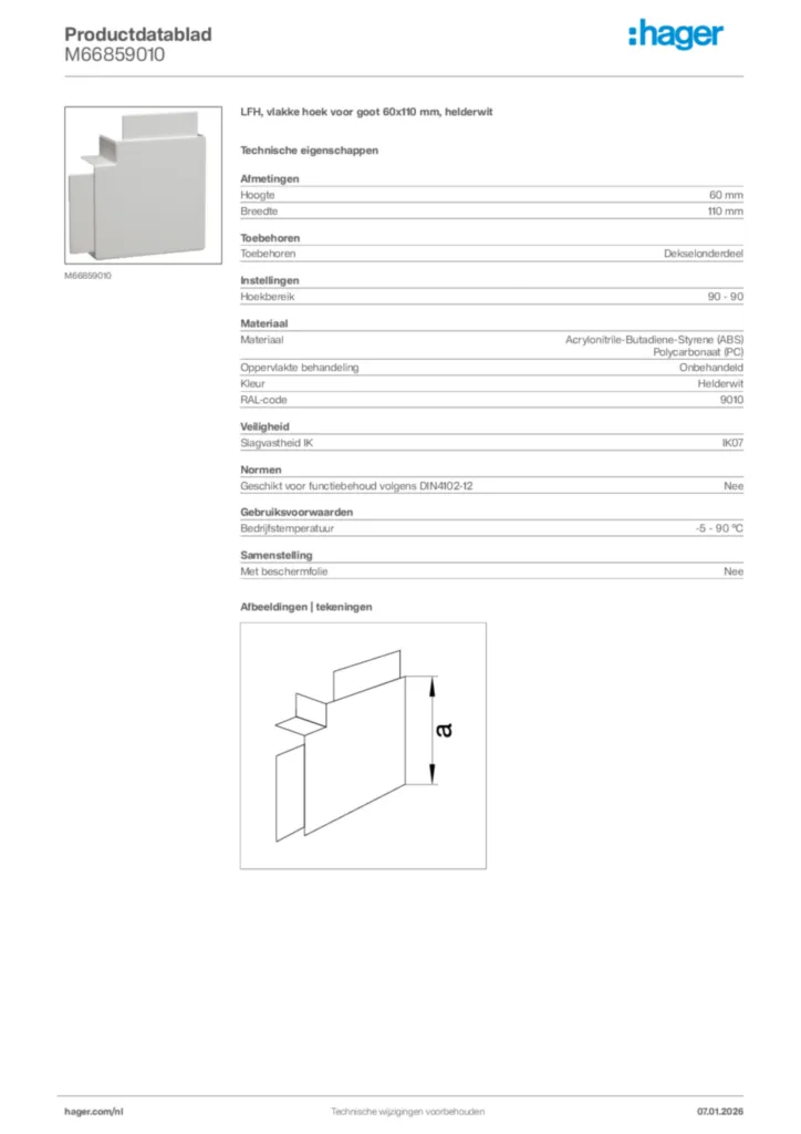 Afbeelding Hager Productdatablad M66859010 | Hager Nederland