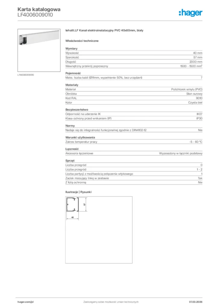 Zdjęcie Hager Karta katalogowa LF4006009010 | Hager Polska