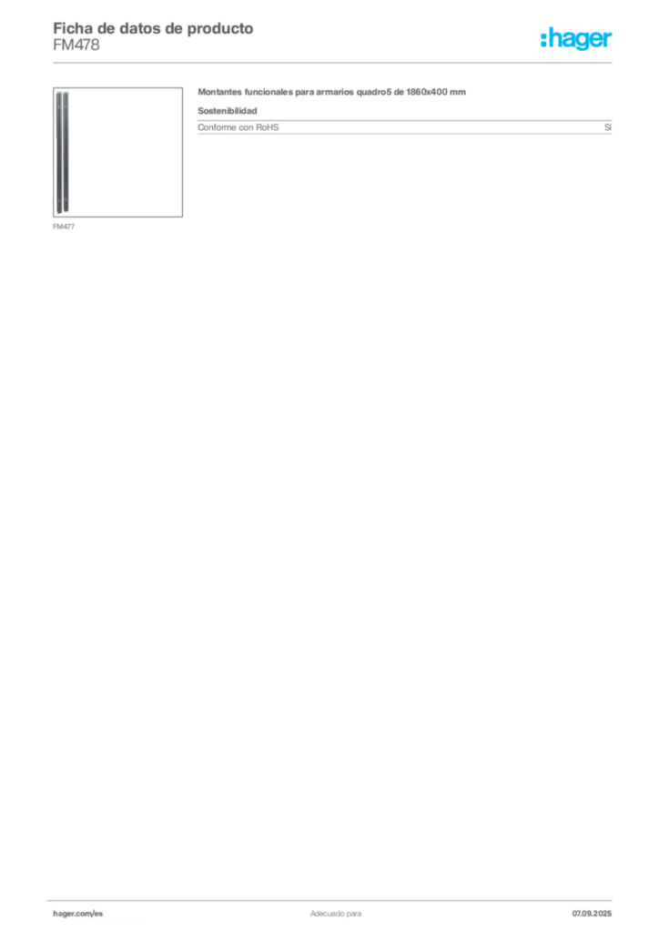 Imagen Hager Ficha de datos de producto FM478 | Hager España