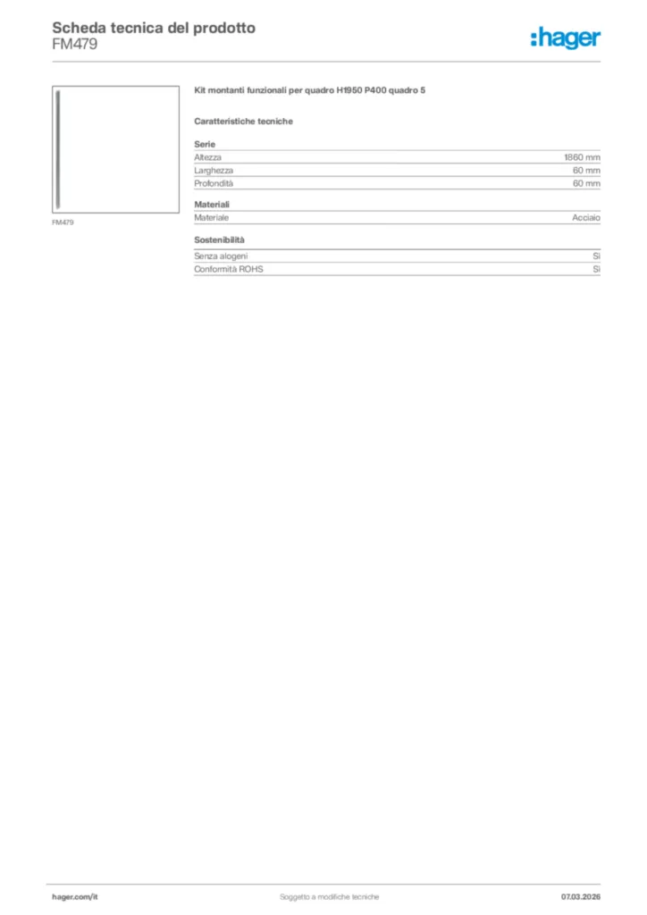 Immagine Hager Scheda tecnica del prodotto FM479 | Hager Italia