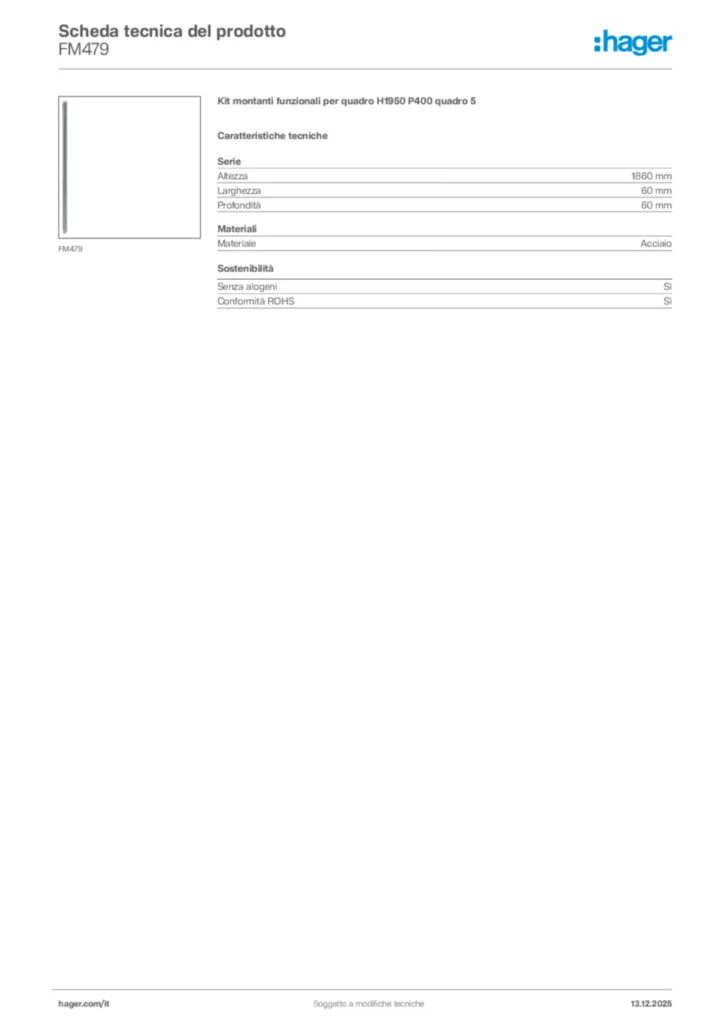Immagine Hager Scheda tecnica del prodotto FM479 | Hager Italia