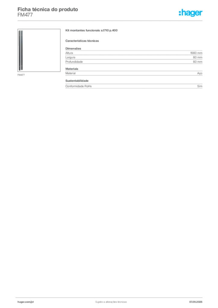 Imagem Hager Ficha técnica do produto FM477 | Hager Portugal