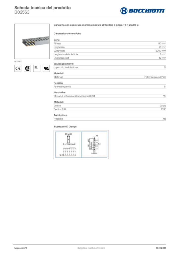 Immagine Bocchiotti Scheda tecnica del prodotto B02563 | Hager Italia